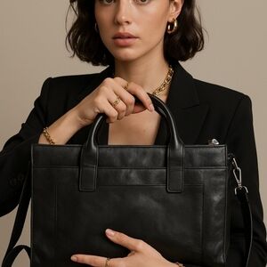 Wilsons Leather Pelle Studio Black Business Briefcase Laptop Handbag